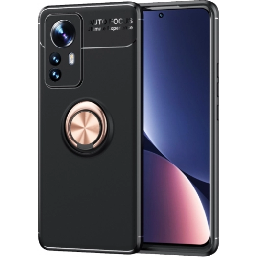 Xiaomi Mi 12 Kılıf Renkli Silikon Yüzüklü Standlı Auto Focus Ravel Kapak - Rose Gold