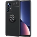 Xiaomi Mi 12 Kılıf Renkli Silikon Yüzüklü Standlı Auto Focus Ravel Kapak - Siyah