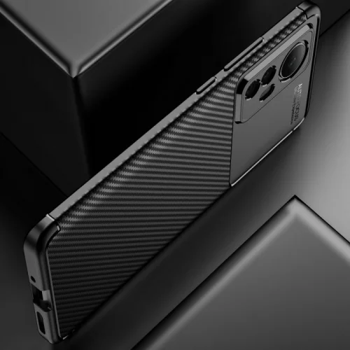 Xiaomi Mi 12 Kılıf Karbon Serisi Mat Fiber Silikon Negro Kapak - Siyah