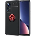 Xiaomi Mi 12 Pro Kılıf Renkli Silikon Yüzüklü Standlı Auto Focus Ravel Kapak - Kırmızı - Siyah