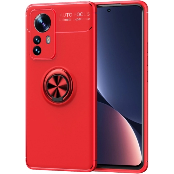 Xiaomi Mi 12 Pro Kılıf Renkli Silikon Yüzüklü Standlı Auto Focus Ravel Kapak - Kırmızı