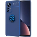 Xiaomi Mi 12 Pro Kılıf Renkli Silikon Yüzüklü Standlı Auto Focus Ravel Kapak - Mavi