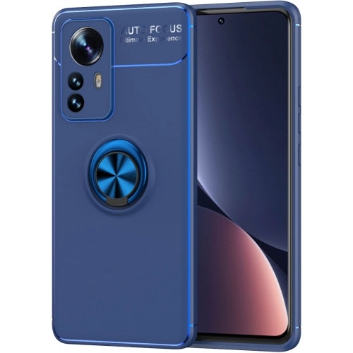 Xiaomi Mi 12 Pro Kılıf Renkli Silikon Yüzüklü Standlı Auto Focus Ravel Kapak - Mavi
