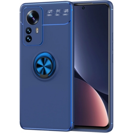 Xiaomi Mi 12 Pro Kılıf Renkli Silikon Yüzüklü Standlı Auto Focus Ravel Kapak - Mavi
