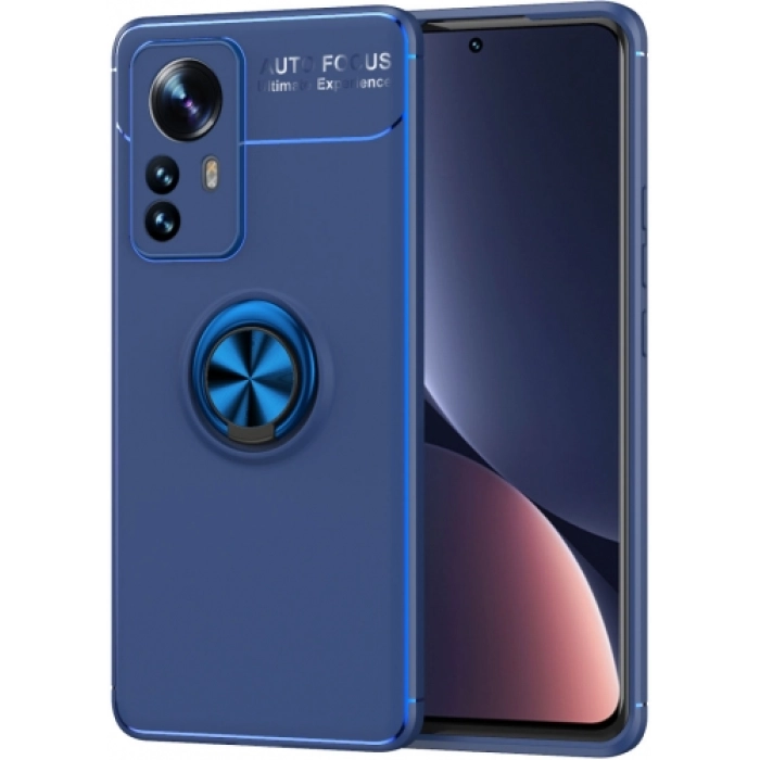 Xiaomi Mi 12 Pro Kılıf Renkli Silikon Yüzüklü Standlı Auto Focus Ravel Kapak - Mavi