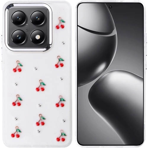 Xiaomi Mi 14T Pro Kılıf Airbag Tasarımlı Simli Şeffaf Zore Kutup Kapak - Kiraz