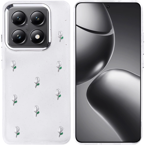 Xiaomi Mi 14T Pro Kılıf Airbag Tasarımlı Simli Şeffaf Zore Kutup Kapak - Lale