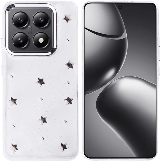 Xiaomi Mi 14T Pro Kılıf Airbag Tasarımlı Simli Şeffaf Zore Kutup Kapak - Yıldız
