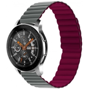 Xiaomi Amazfit Pace Çift Renkli Çizgili Parça Desenli Akıllı Saat Kordon KRD-52  - Gri-Kırmızı