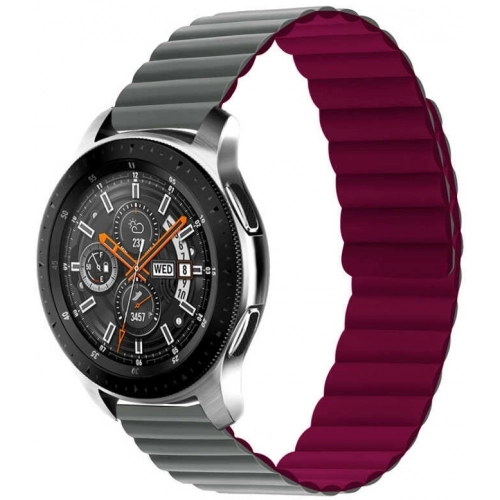 Xiaomi Amazfit Pace Çift Renkli Çizgili Parça Desenli Akıllı Saat Kordon KRD-52  - Gri-Kırmızı