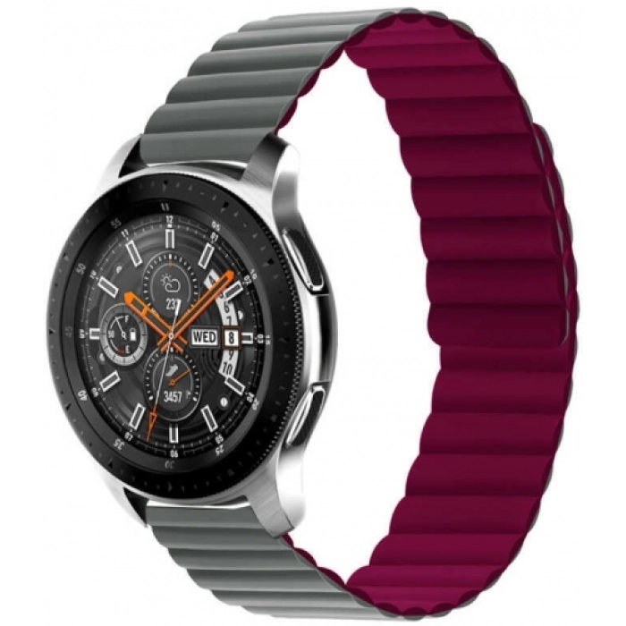 Xiaomi Amazfit Pace Çift Renkli Çizgili Parça Desenli Akıllı Saat Kordon KRD-52  - Gri-Kırmızı