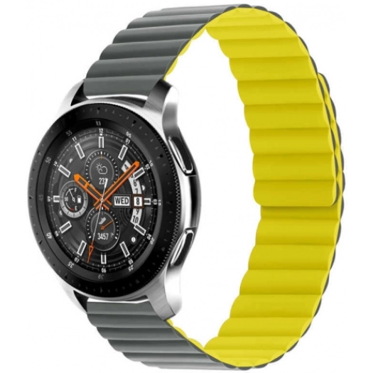 Xiaomi Amazfit Pace Çift Renkli Çizgili Parça Desenli Akıllı Saat Kordon KRD-52  - Gri-Sarı