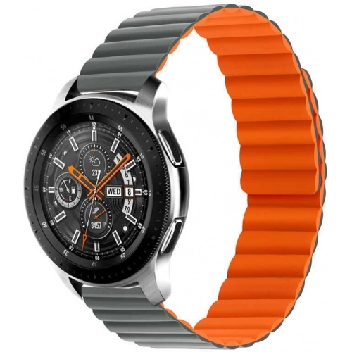 Xiaomi Amazfit Pace Çift Renkli Çizgili Parça Desenli Akıllı Saat Kordon KRD-52  - Gri-Turuncu