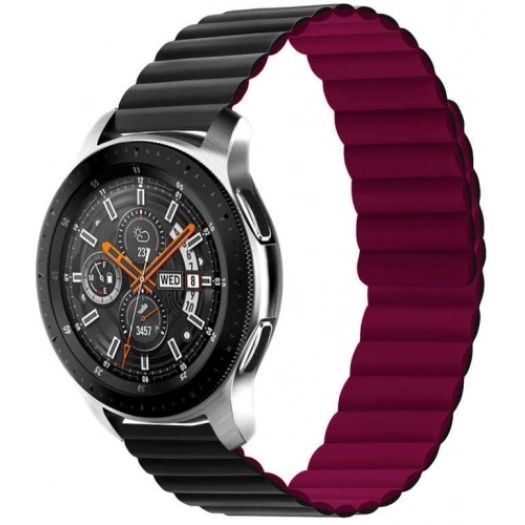 Xiaomi Amazfit Pace Çift Renkli Çizgili Parça Desenli Akıllı Saat Kordon KRD-52  - Siyah-Kırmızı