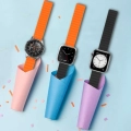 Xiaomi Amazfit Pace Çift Renkli Çizgili Parça Desenli Akıllı Saat Kordon KRD-52  - Siyah-Kırmızı