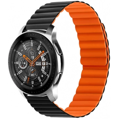 Xiaomi Amazfit Pace Çift Renkli Çizgili Parça Desenli Akıllı Saat Kordon KRD-52 - Siyah-Turuncu