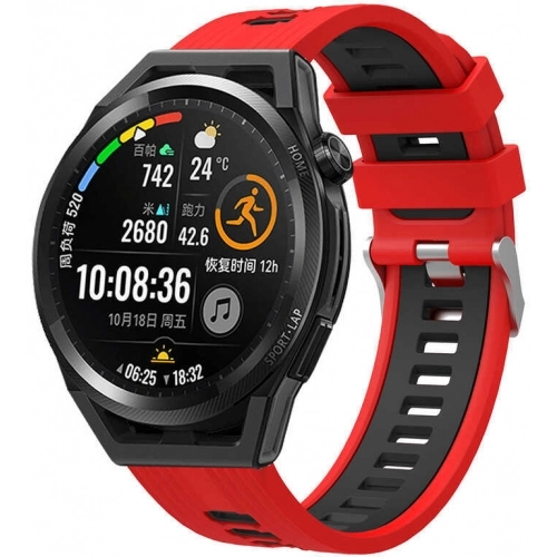 Xiaomi Amazfit Pace Kordon Metal Toka Tasarımlı Çift Renkli KRD-55 Silikon Kordon - Kırmızı-Siyah