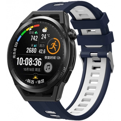 Xiaomi Amazfit Pace Kordon Metal Toka Tasarımlı Çift Renkli KRD-55 Silikon Kordon - Lacivert