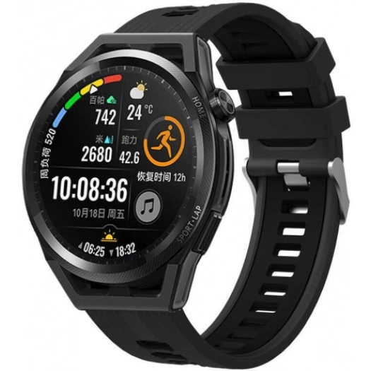 Xiaomi Amazfit Pace Kordon Metal Toka Tasarımlı Çift Renkli KRD-55 Silikon Kordon - Siyah