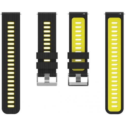 Xiaomi Amazfit Pace Kordon Metal Toka Tasarımlı Çift Renkli KRD-55 Silikon Kordon - Siyah-Gri