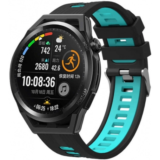 Xiaomi Amazfit Pace Kordon Metal Toka Tasarımlı Çift Renkli KRD-55 Silikon Kordon - Siyah-Mavi