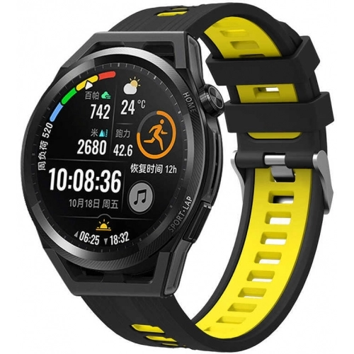 Xiaomi Amazfit Pace Kordon Metal Toka Tasarımlı Çift Renkli KRD-55 Silikon Kordon - Siyah-Sarı