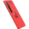 Xiaomi Mi 10 Kılıf Renkli Silikon Yüzüklü Standlı Auto Focus Ravel Kapak - Kırmızı