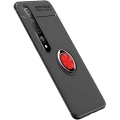 Xiaomi Mi 10 Kılıf Renkli Silikon Yüzüklü Standlı Auto Focus Ravel Kapak - Kırmızı - Siyah