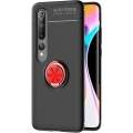 Xiaomi Mi 10 Kılıf Renkli Silikon Yüzüklü Standlı Auto Focus Ravel Kapak - Kırmızı - Siyah