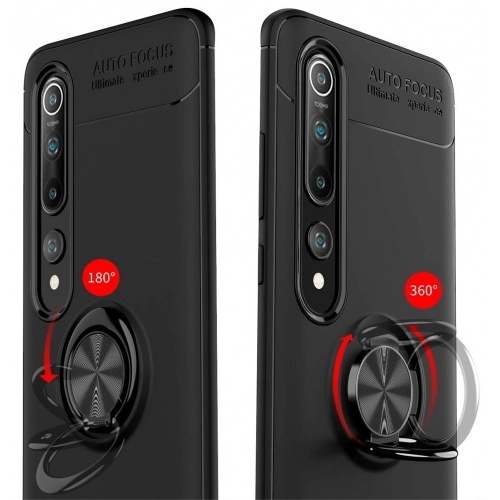 Xiaomi Mi 10 Kılıf Renkli Silikon Yüzüklü Standlı Auto Focus Ravel Kapak - Mavi