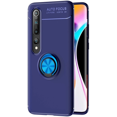 Xiaomi Mi 10 Kılıf Renkli Silikon Yüzüklü Standlı Auto Focus Ravel Kapak - Mavi