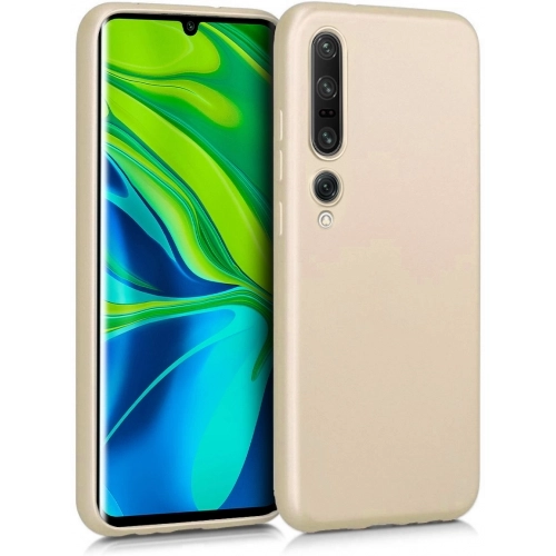 Xiaomi Mi 10 Kılıf İnce Soft Mat Renkli Esnek Silikon Kapak - Gold