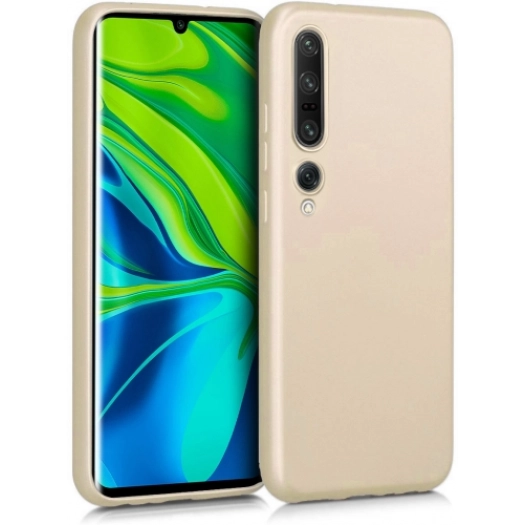 Xiaomi Mi 10 Kılıf İnce Soft Mat Renkli Esnek Silikon Kapak - Gold
