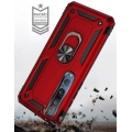 Xiaomi Mi 10 Kılıf Silikon Zırhlı Standlı Yüzüklü Mıknatıslı Tank Kapak - Kırmızı