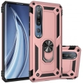Xiaomi Mi 10 Kılıf Silikon Zırhlı Standlı Yüzüklü Mıknatıslı Tank Kapak - Rose Gold