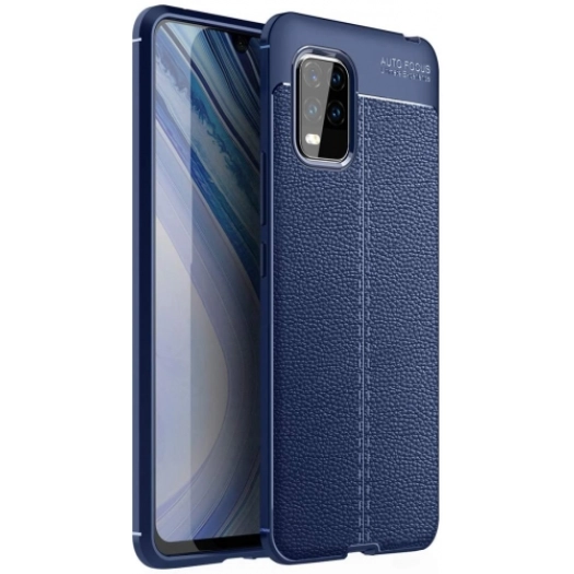 Xiaomi Mi 10 Lite Kılıf Deri Görünümlü Lüks Parmak İzi Bırakmaz Niss Silikon Kapak - Lacivert