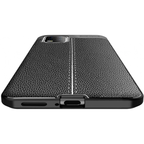 Xiaomi Mi 10 Lite Kılıf Deri Görünümlü Lüks Parmak İzi Bırakmaz Niss Silikon Kapak - Siyah