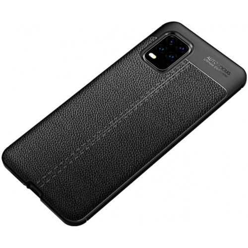 Xiaomi Mi 10 Lite Kılıf Deri Görünümlü Lüks Parmak İzi Bırakmaz Niss Silikon Kapak - Siyah