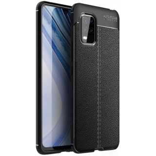 Xiaomi Mi 10 Lite Kılıf Deri Görünümlü Lüks Parmak İzi Bırakmaz Niss Silikon Kapak - Siyah