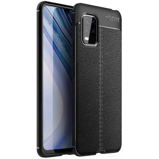 Xiaomi Mi 10 Lite Kılıf Deri Görünümlü Lüks Parmak İzi Bırakmaz Niss Silikon Kapak - Siyah