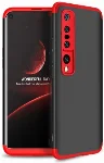 Xiaomi Mi 10 Pro Kılıf 3 Parçalı 360 Tam Korumalı Rubber AYS Kapak  - Kırmızı - Siyah