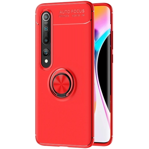 Xiaomi Mi 10 Pro Kılıf Renkli Silikon Yüzüklü Standlı Auto Focus Ravel Kapak - Kırmızı