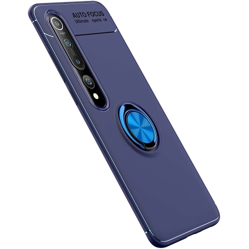 Xiaomi Mi 10 Pro Kılıf Renkli Silikon Yüzüklü Standlı Auto Focus Ravel Kapak - Mavi