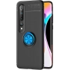 Xiaomi Mi 10 Pro Kılıf Renkli Silikon Yüzüklü Standlı Auto Focus Ravel Kapak - Mavi - Siyah