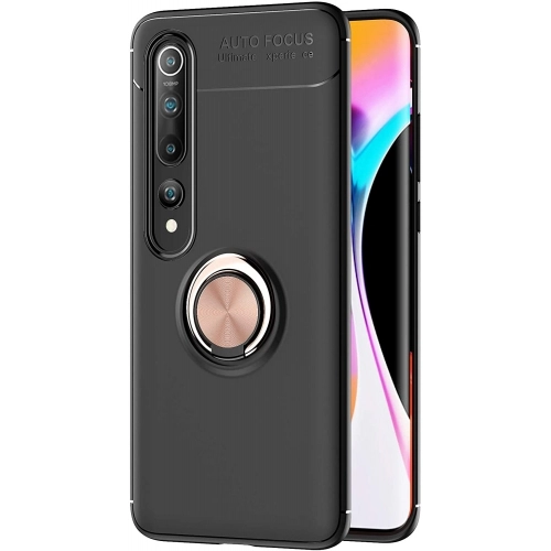Xiaomi Mi 10 Pro Kılıf Renkli Silikon Yüzüklü Standlı Auto Focus Ravel Kapak - Rose Gold