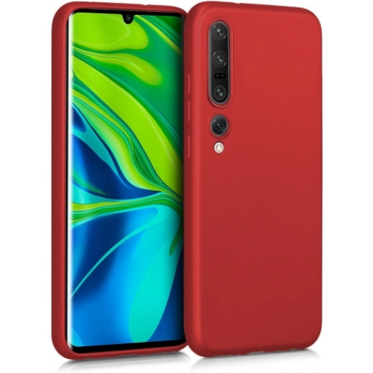 Xiaomi Mi 10 Pro Kılıf İnce Soft Mat Renkli Esnek Silikon Kapak - Kırmızı