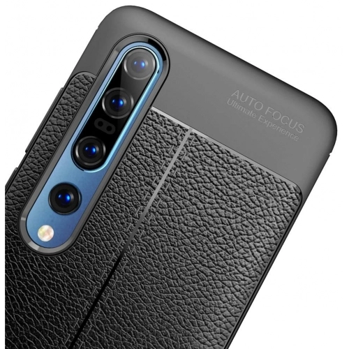 Xiaomi Mi 10 Pro Kılıf Deri Görünümlü Lüks Parmak İzi Bırakmaz Niss Silikon Kapak - Lacivert