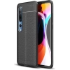 Xiaomi Mi 10 Pro Kılıf Deri Görünümlü Lüks Parmak İzi Bırakmaz Niss Silikon Kapak - Siyah