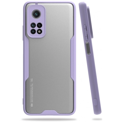 Xiaomi Mi 10T Kılıf Renkli Silikon Kamera Lens Korumalı Şeffaf Parfe Kapak - Lila