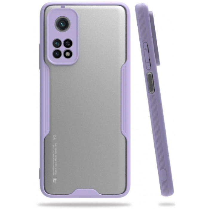 Xiaomi Mi 10T Kılıf Renkli Silikon Kamera Lens Korumalı Şeffaf Parfe Kapak - Lila